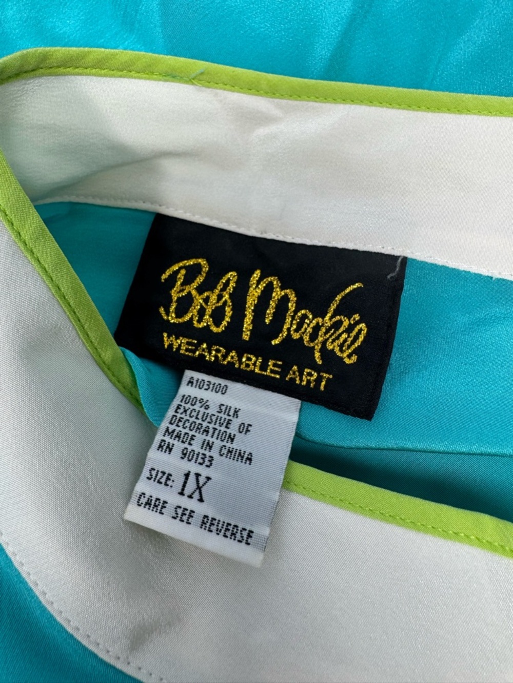 VTG Bob Mackie Wearable Art Silk Skirt Set Green/Pink Floral Print READ SIZES F4 - Picture 9 of 9